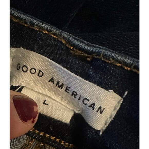 Women L Good American Pull On Straight Indigo 491 Jeans Denim Pant Power Stretch - Picture 7 of 7
